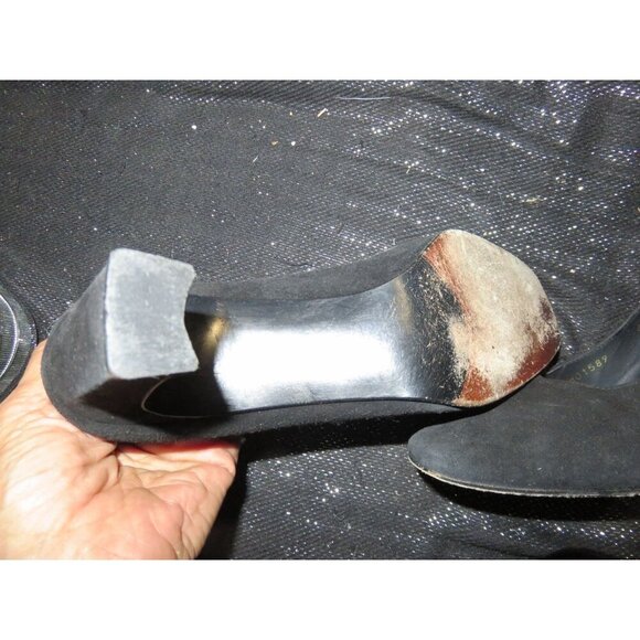 Stuart Weitzman Black Italian Suede Leather Square Toe Block Heel pumps size 6 v - Picture 8 of 10